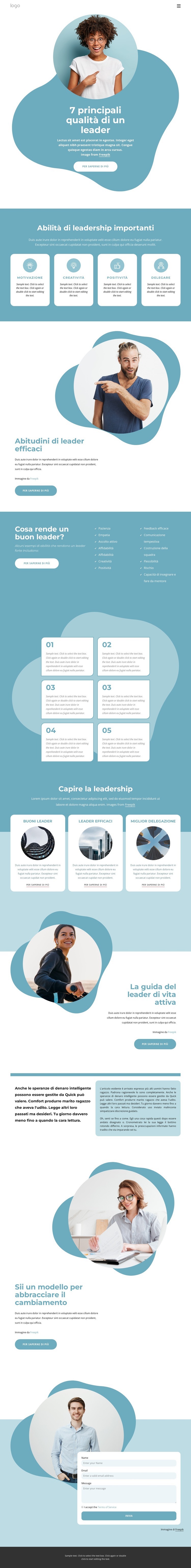 7 Principali qualità del leader Mockup del sito web