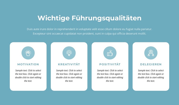 Wichtige Führungsqualitäten Website-Vorlage