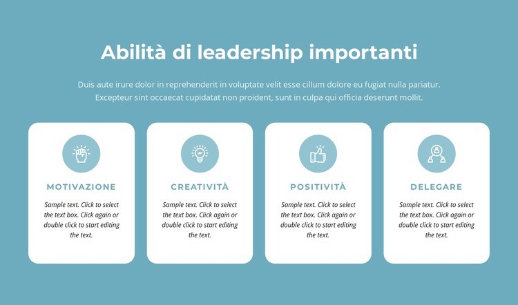 Importanti doti di leadership Un modello di pagina