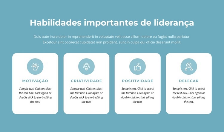 Habilidades importantes de liderança Design do site