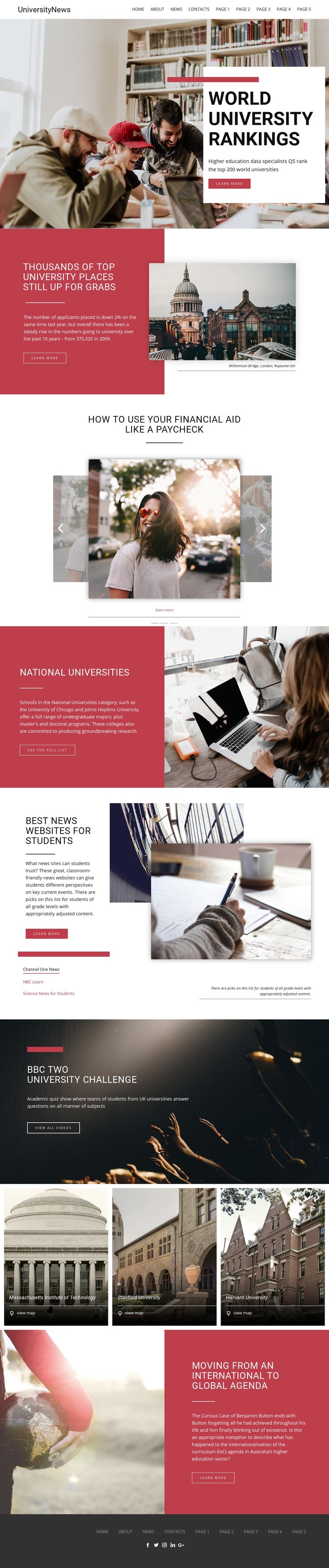 Ranking university education Elementor Template Alternative