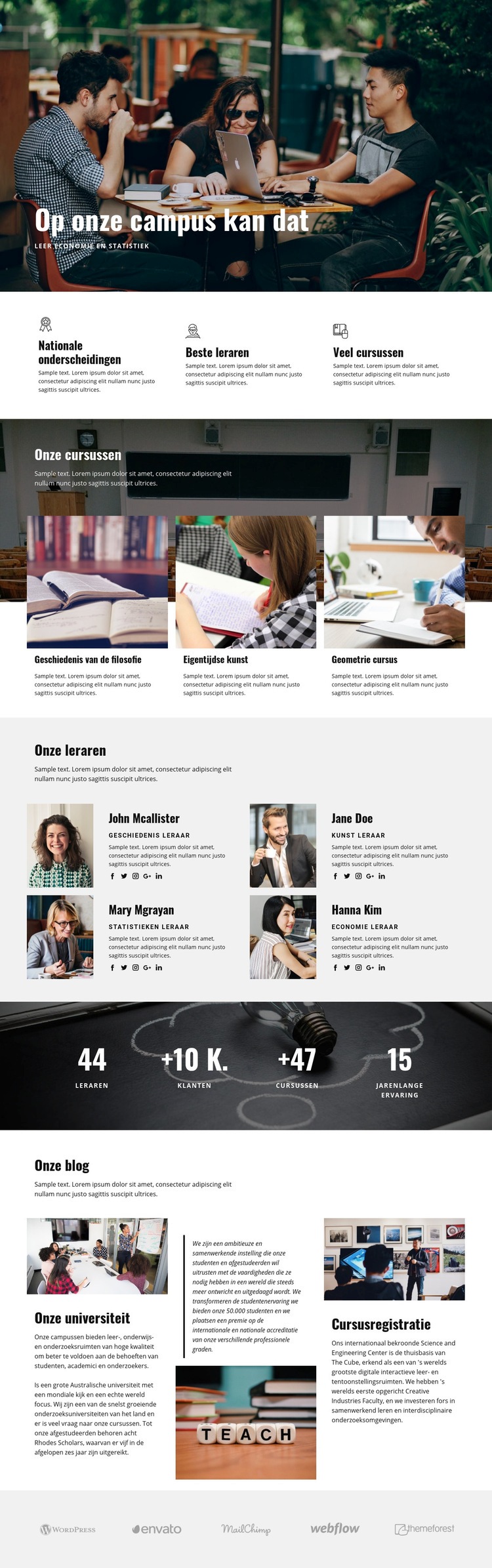 Persoonlijk campusonderwijs Website mockup