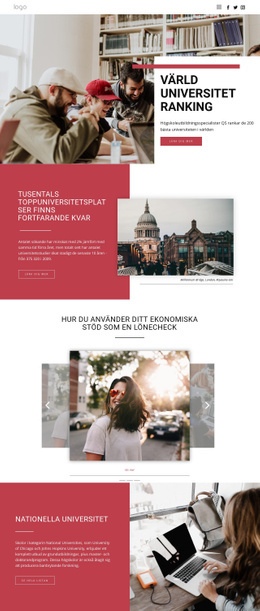 Ranking Universitetsutbildning HTML CSS-Webbplatsmall