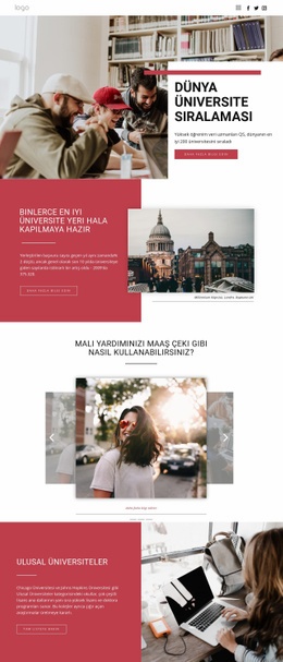 Üniversite Eğitimi Sıralaması - En Iyi HTML5 Şablonu