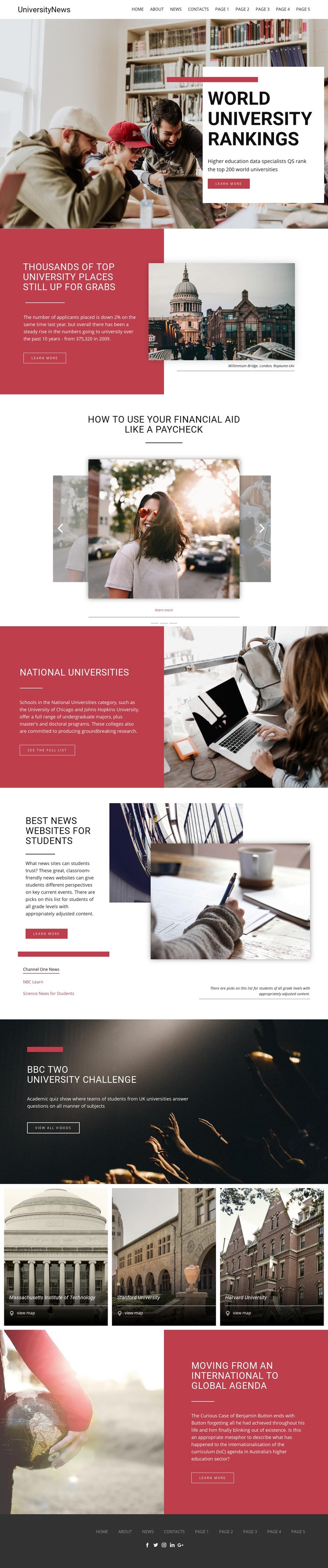 Ranking university education Webflow Template Alternative