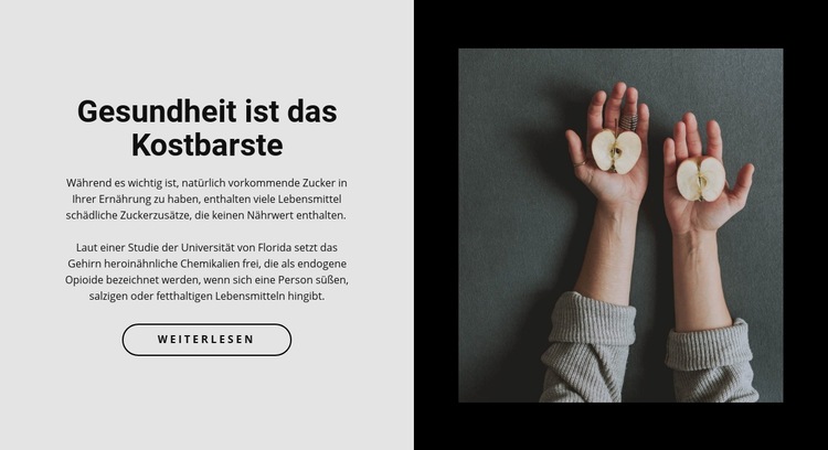 Gesundes Essen in unserem Cafe Landing Page