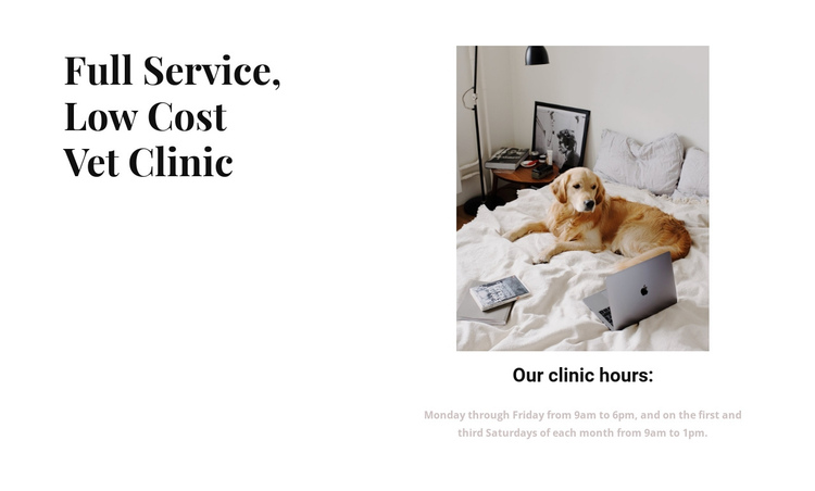 Full service vet clinic One Page Template