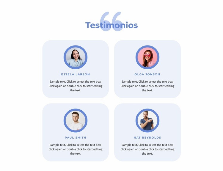 bloque de testimonios Creador de sitios web HTML