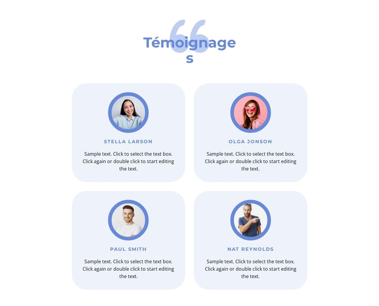 Bloc Témoignages Modèle CSS