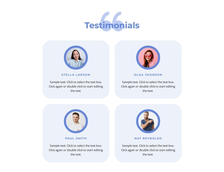 Testimonials block One Page Template