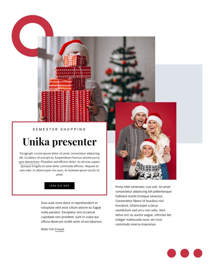 Unika presenter Webbplats mall