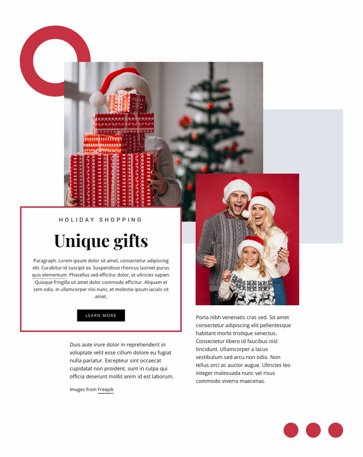 Unique gifts Website Mockup