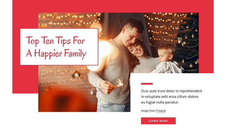 10 Tips for a happier family One Page Template