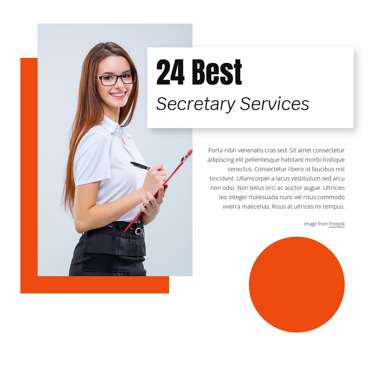 24 Best secretary services One Page Template