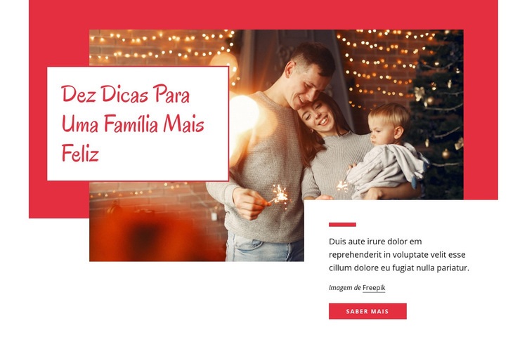 10 dicas para uma família mais feliz Maquete do site