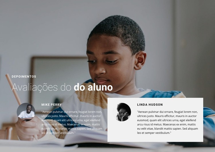 Avaliações de alunos Construtor de sites HTML