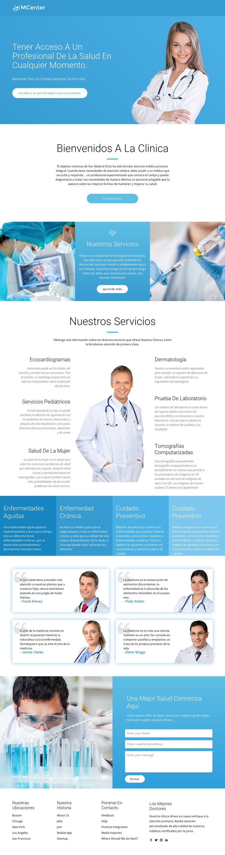 Pro salud y medicina Maqueta de sitio web