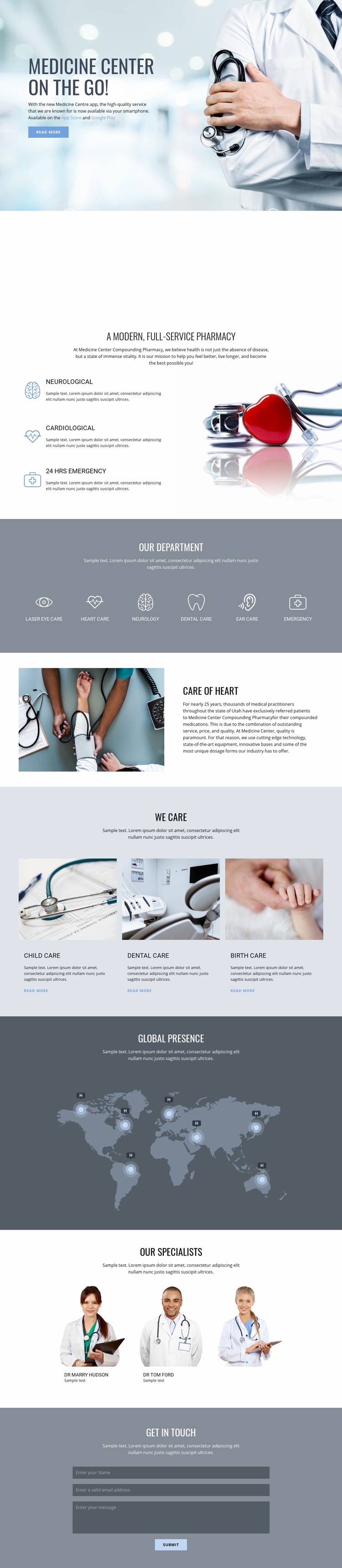 Pharmacy and medicine Web Page Design