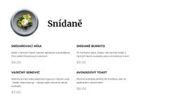 Vestavěné Vícenásobné Rozvržení Pro Snídaňové Menu