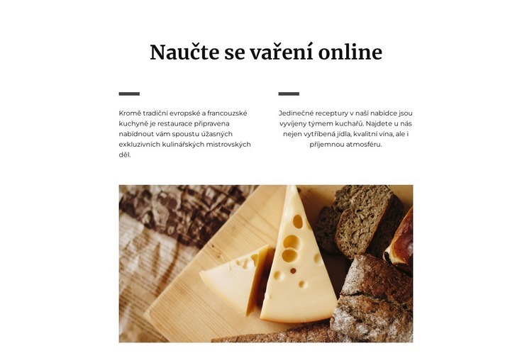 Mistrovská třída výroby sýrů Šablona webové stránky