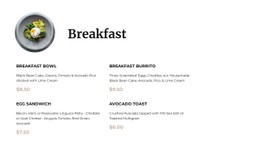 Responsive HTML For Breakfast Menu