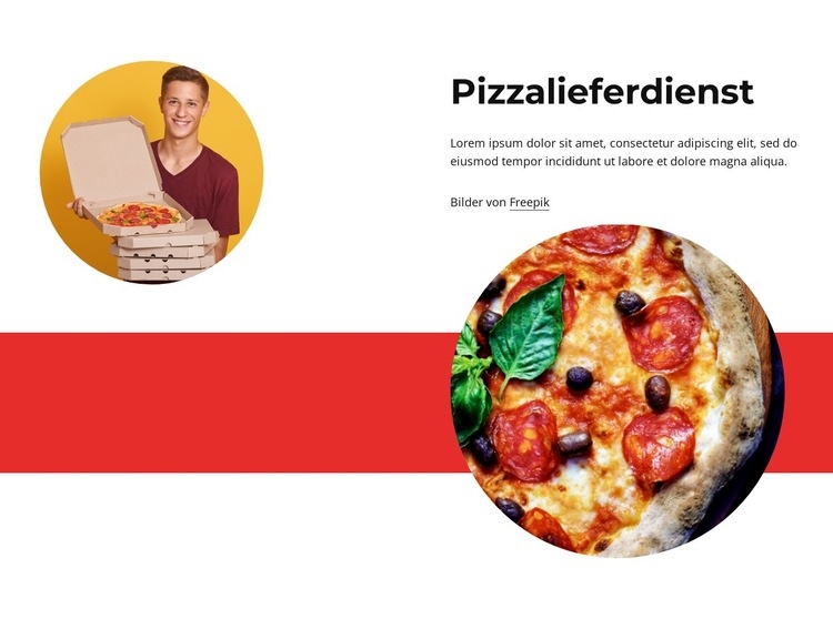 Pizza-Lieferdesign Eine Seitenvorlage