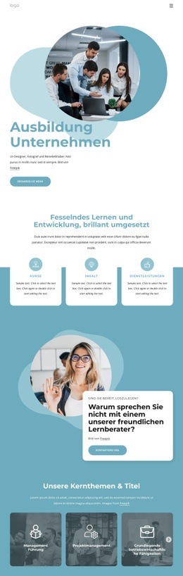 Lern- Und Engagementdienste – PSD-Website-Mockup