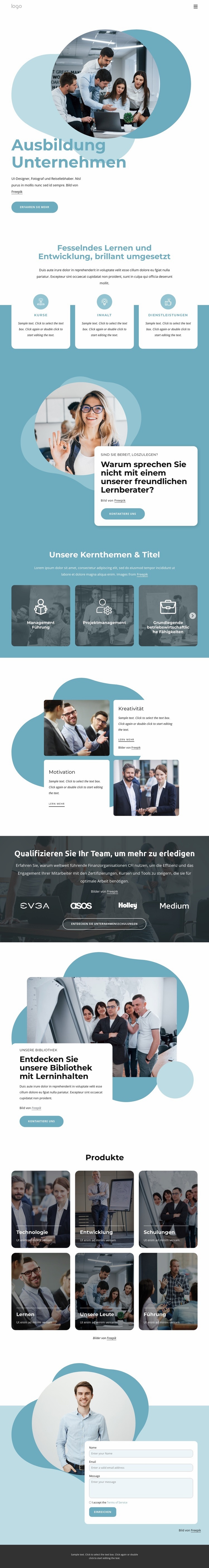 Lern- und Engagementdienste Website-Modell