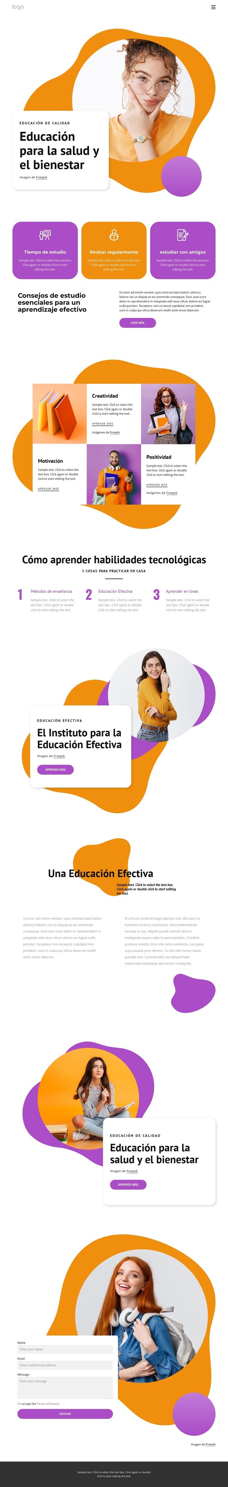 Una educación de buena calidad Creador de sitios web HTML