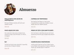 Nuestro Menú De Mediodía - Diseño De Sitio Web Personalizado