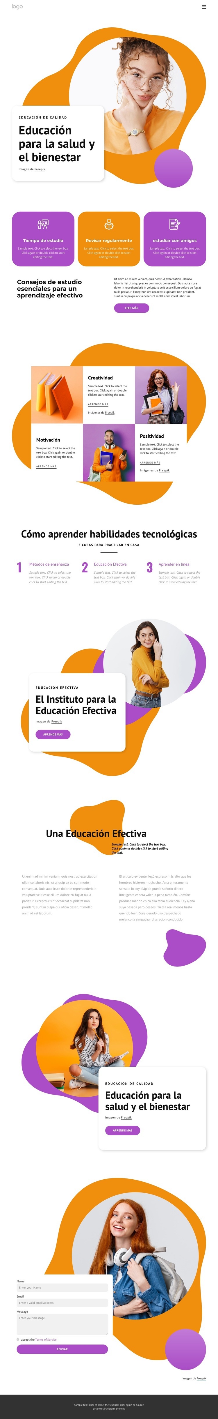 Una educación de buena calidad Diseño de páginas web