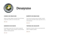 HTML Adaptable Para Menu De Desayuno