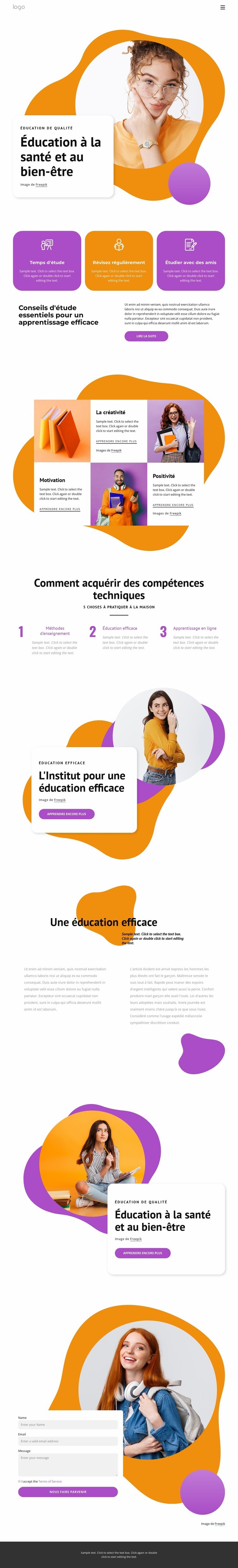 Une éducation de bonne qualité Créateur de site Web HTML