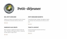 Menu Du Petit Déjeuner