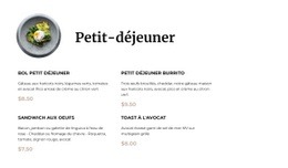 Menu Du Petit Déjeuner - Modèle Professionnel D'Une Page