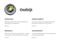 Ontbijt Menu - Aangepast Websiteontwerp