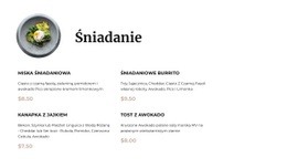 Menu Śniadaniowe - Niestandardowy Projekt Strony Internetowej
