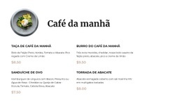 Cardápio Do Café Da Manhã - Design De Site Personalizado