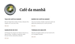 Cardápio Do Café Da Manhã - Modelo Profissional De Uma Página