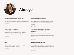 Nosso Cardápio De Almoço - Modelo Simples De Uma Página