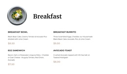 Responsive Web Template For Breakfast Menu