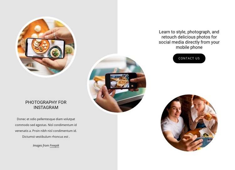 Photography for social media Web Page Design