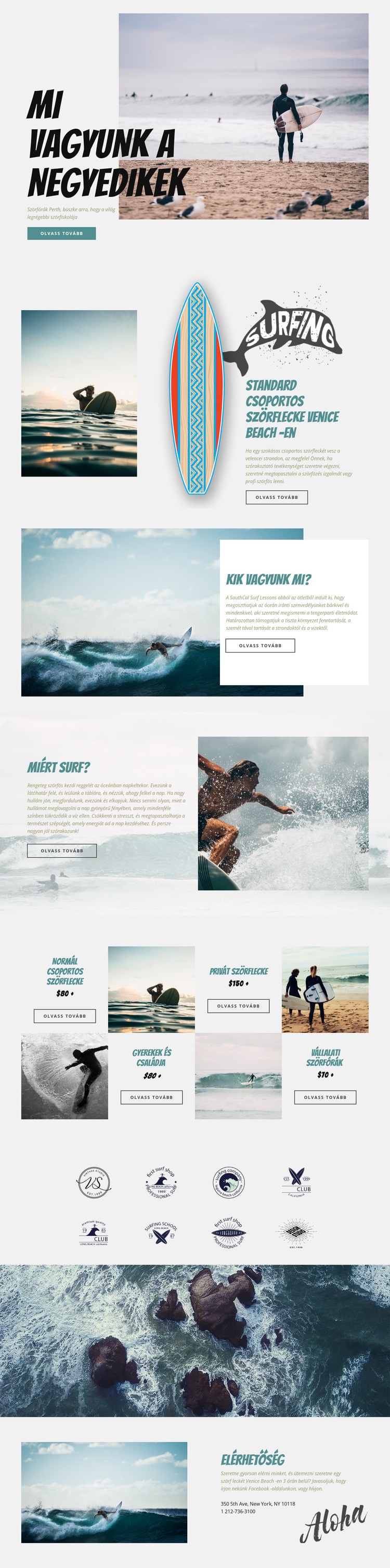Szörfözés HTML Sablon