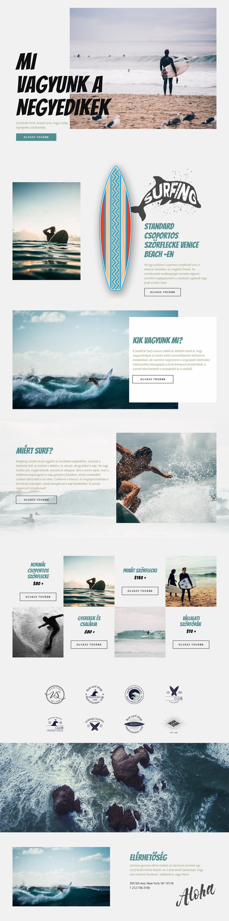Szörfözés Weboldal tervezés