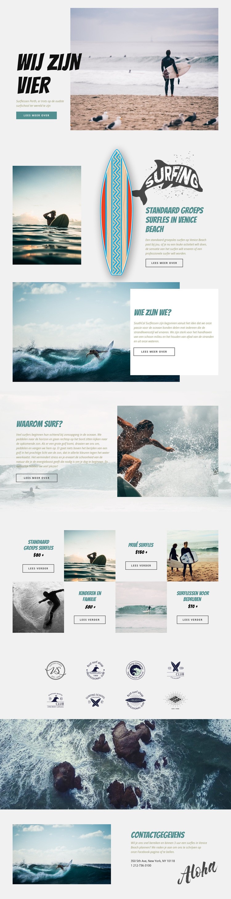 Surfen Website ontwerp