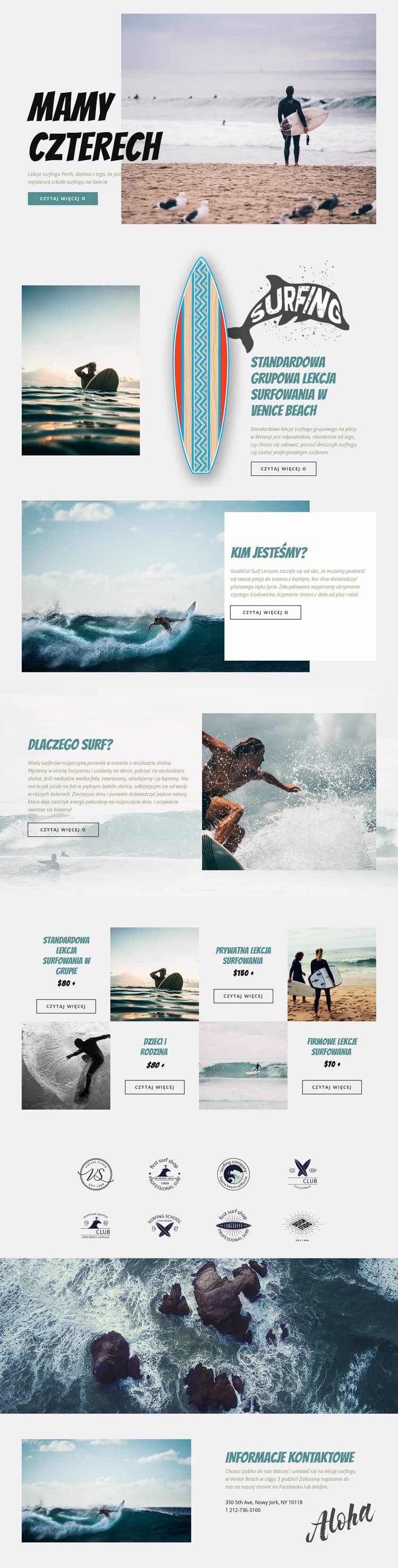 Surfing Makieta strony internetowej
