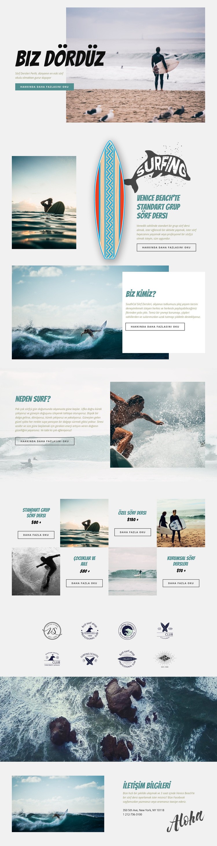 Sörf yapmak Bir Sayfa Şablonu