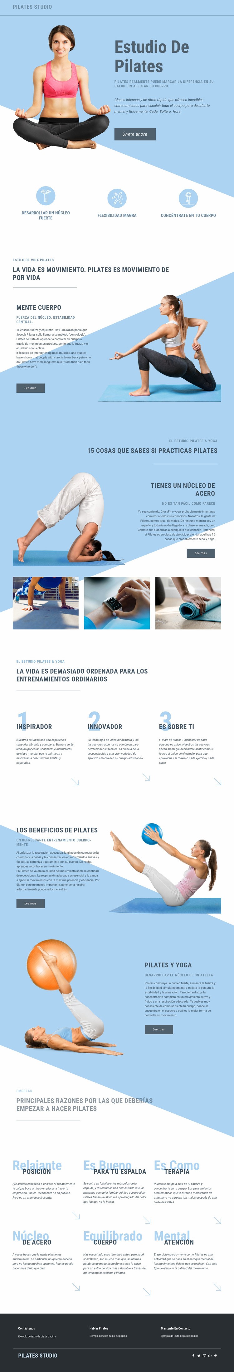 Estudio de pilates y deportes Diseño de páginas web