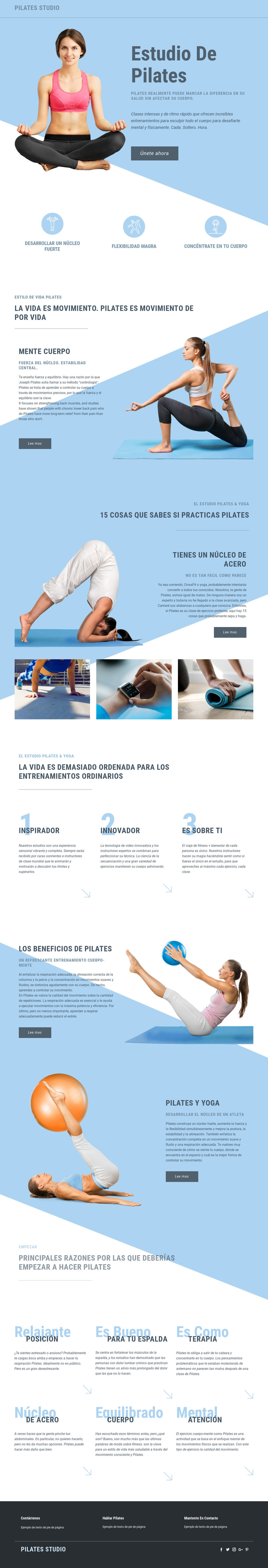 Estudio de pilates y deportes Plantilla de sitio web