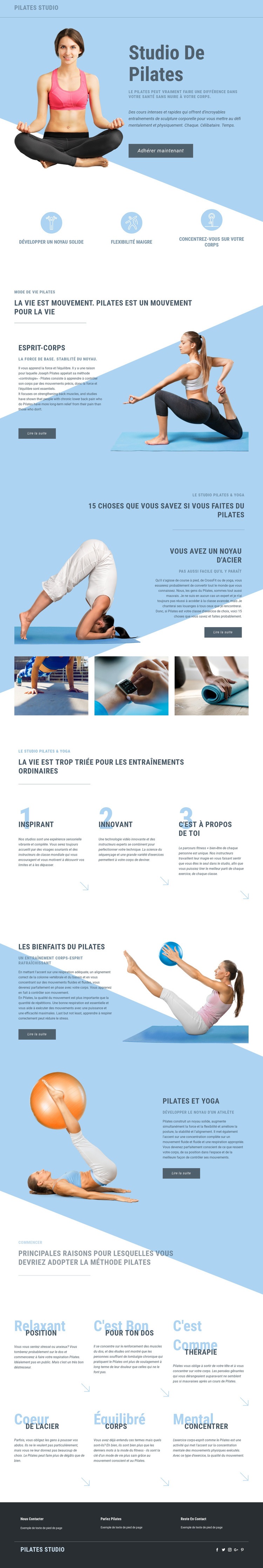 Studio de Pilates et sports Maquette de site Web